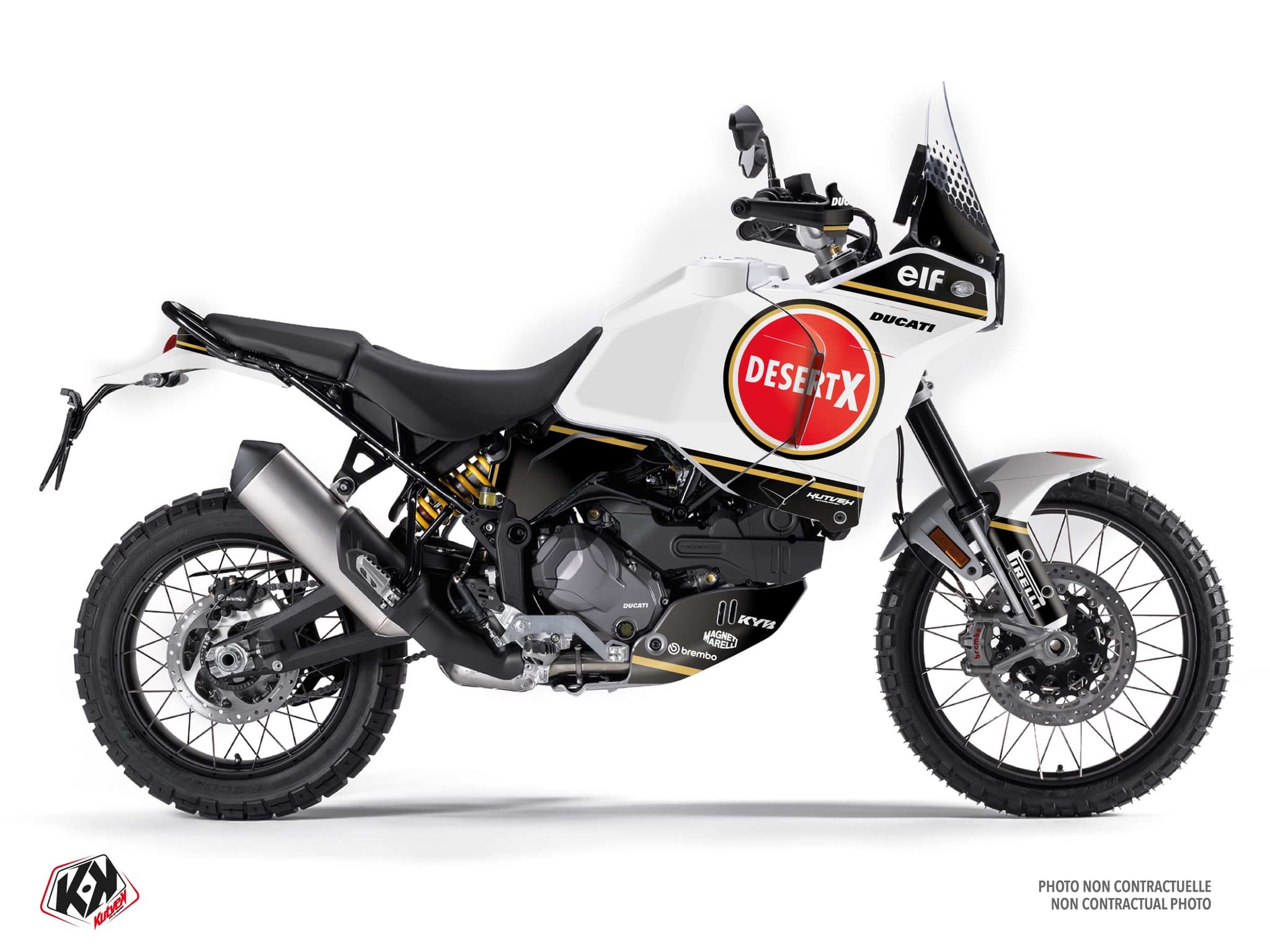 kit graphique moto ducati desert x lucky blanc-rouge