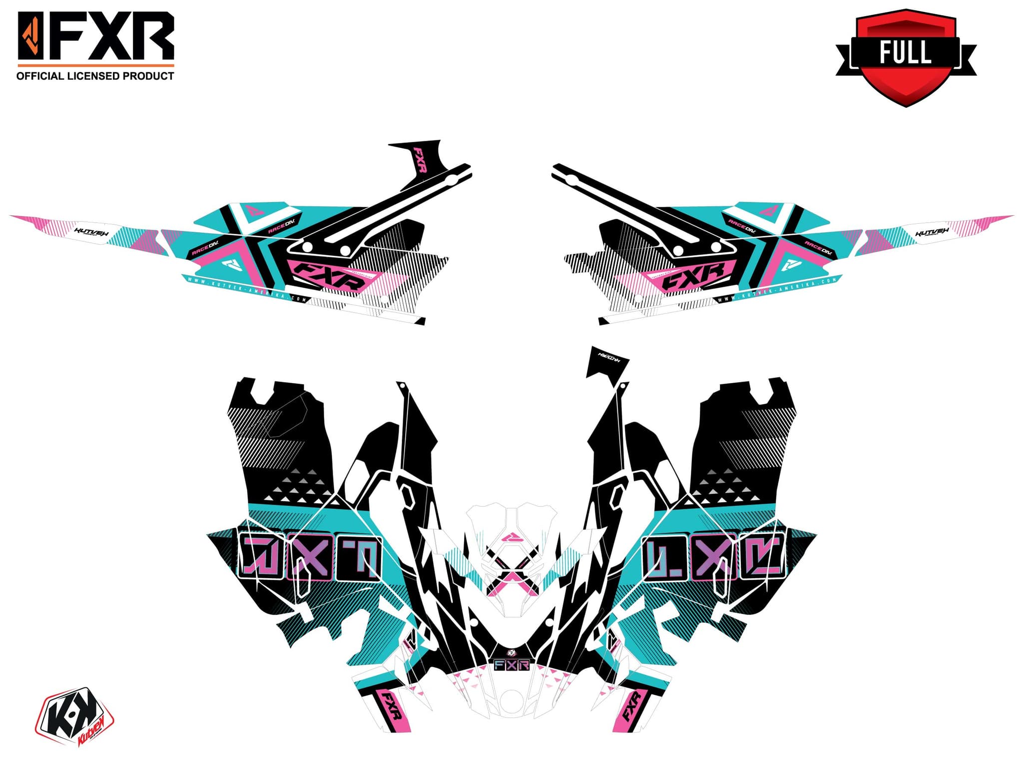 Snowmobile LYNX RAVE RE FXR MARGINAL Turquoise graphic kit | Lynx | Kutvek