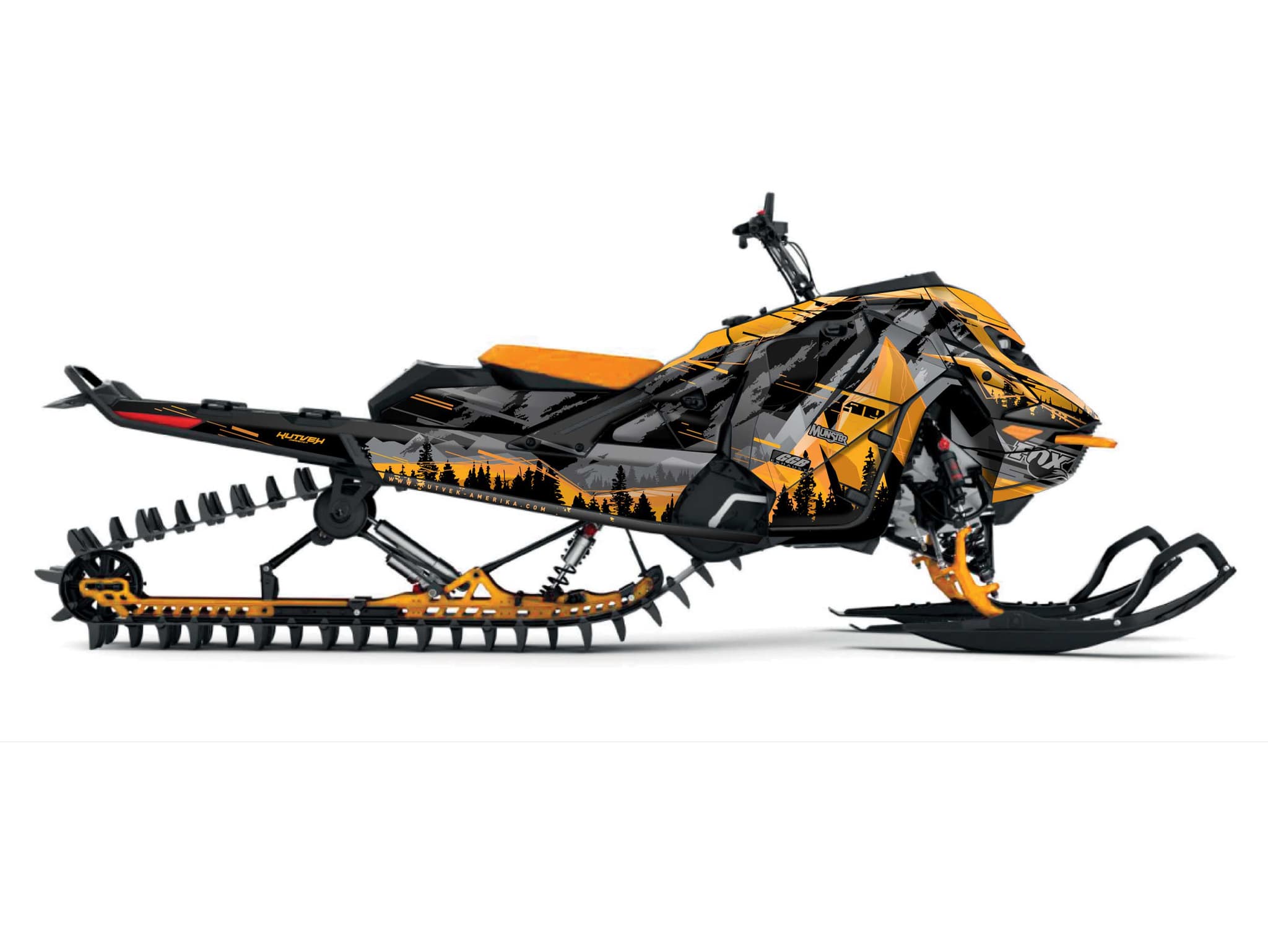 snowmobile skidoo backcountry 600r e-tec meteor orange serie graphic kit