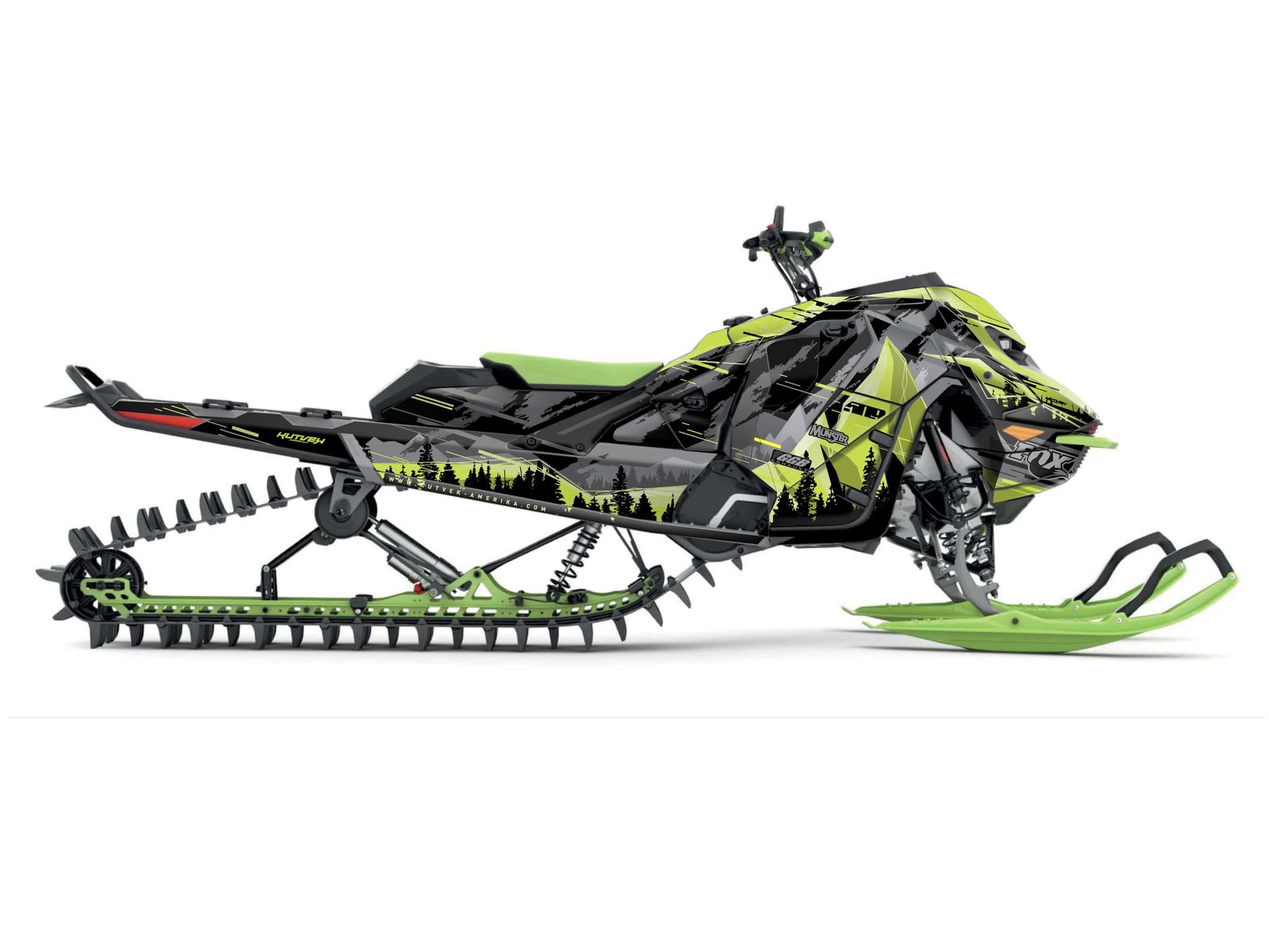 snowmobile skidoo backcountry 600r e-tec meteor green serie graphic kit