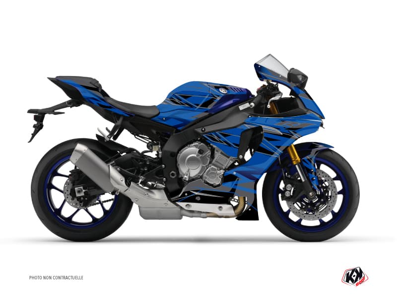kit graphique moto yamaha r1 mission bleu-noir | Yamaha | Kutvek