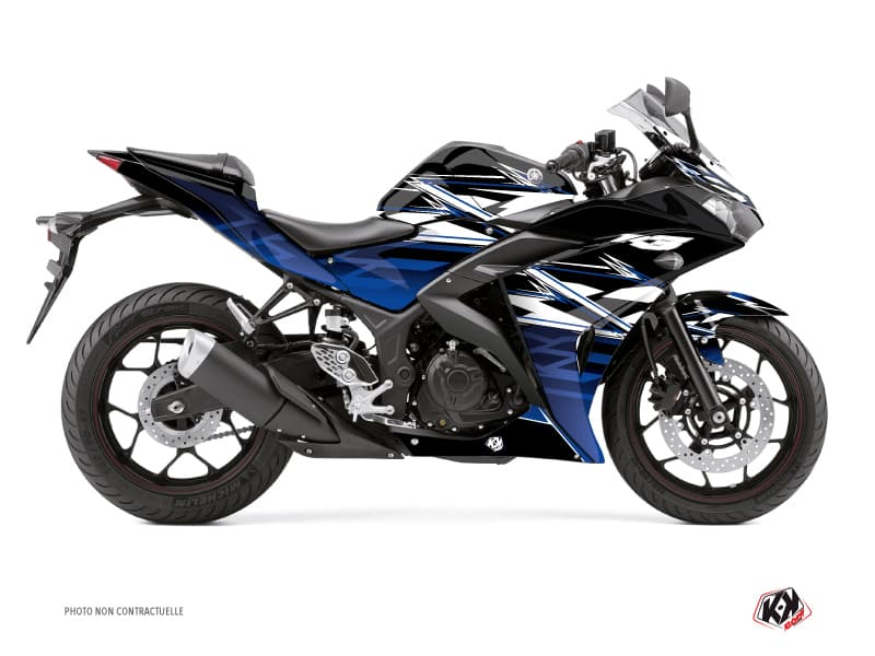 kit graphique moto yamaha r3 mission noir-bleu | Yamaha | Kutvek