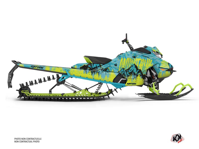 Kit déco BACKCOUNTRY Turquoise-Jaune-Neon MOTONEIGE SKIDOO BACKCOUNTRY X-RS 850 E-TEC