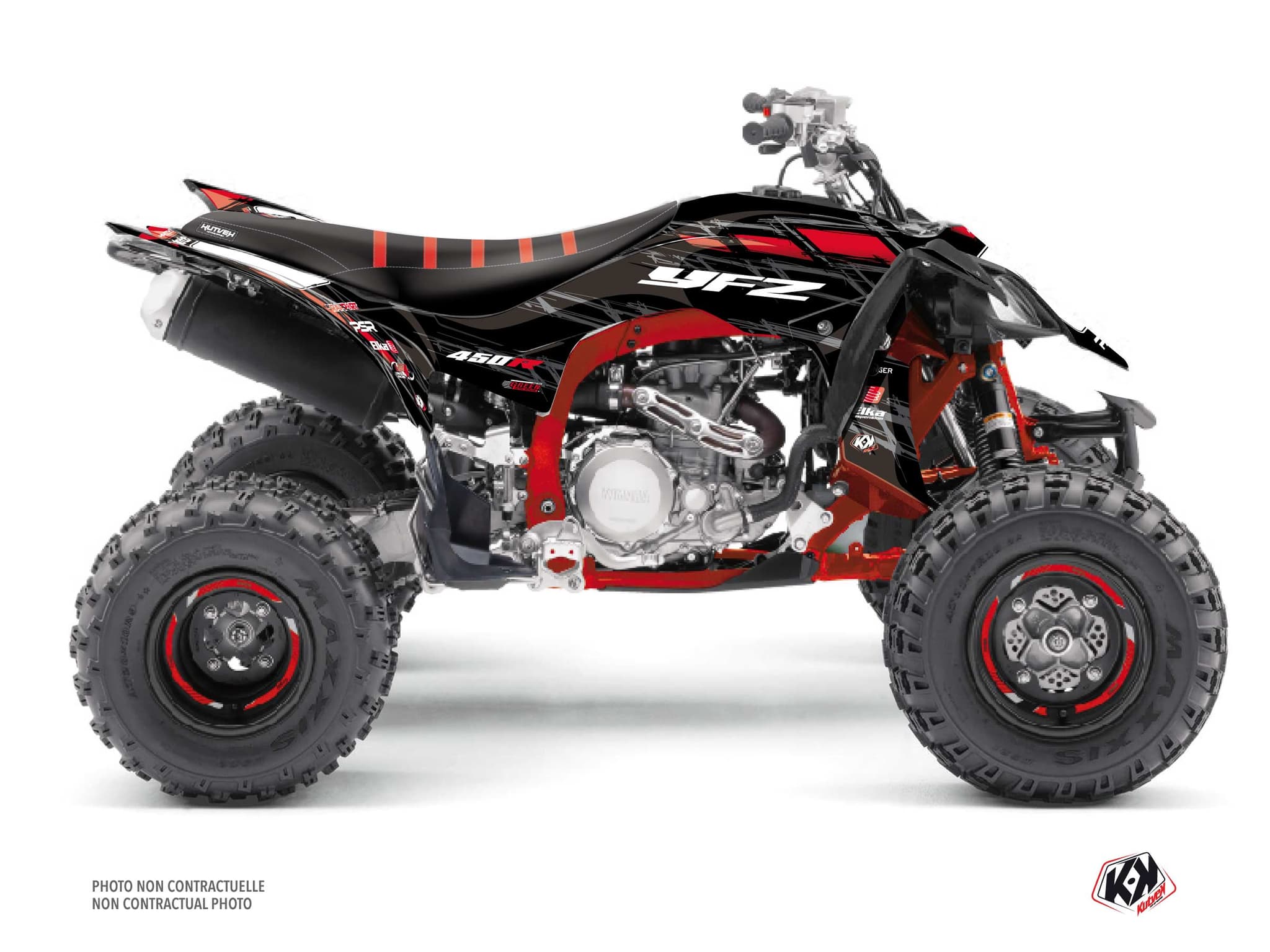 kit graphique ocho noir-rouge quad yamaha yfz 450 r