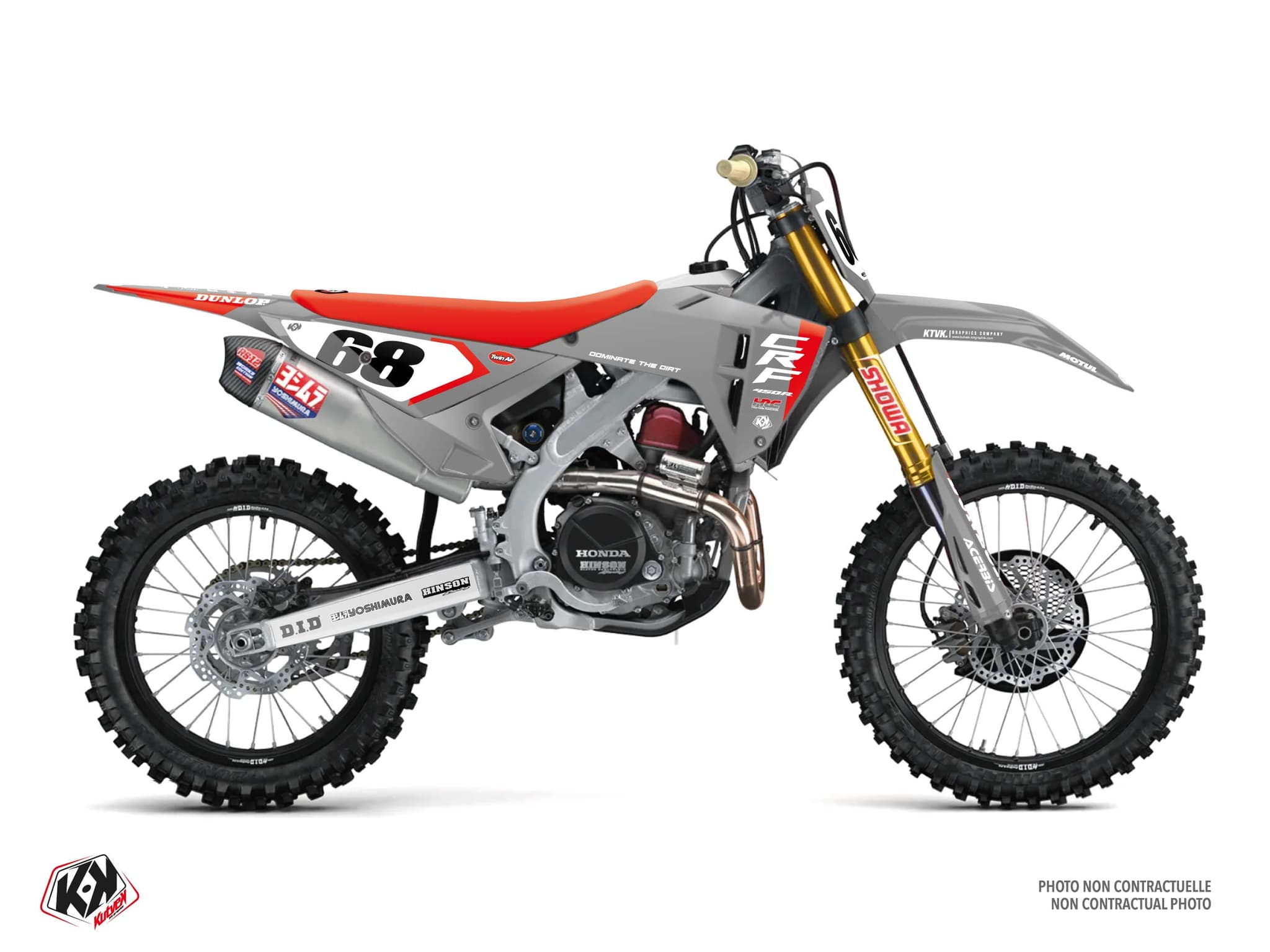 Dirt Bike HONDA CRF 450 R ORIGIN Grey graphic kit
