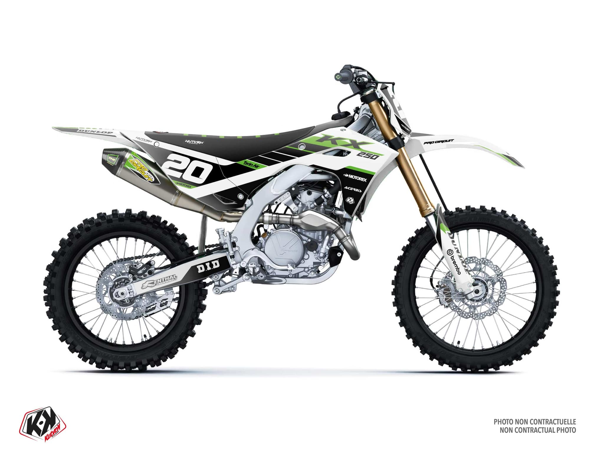 Kit graphique Motocross KAWASAKI KX 250 F ORIGIN Blanc