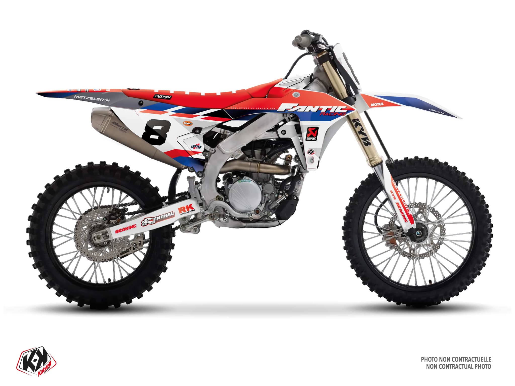 kit graphique origin k26 rouge-bleu motocross fantic xx 450 f