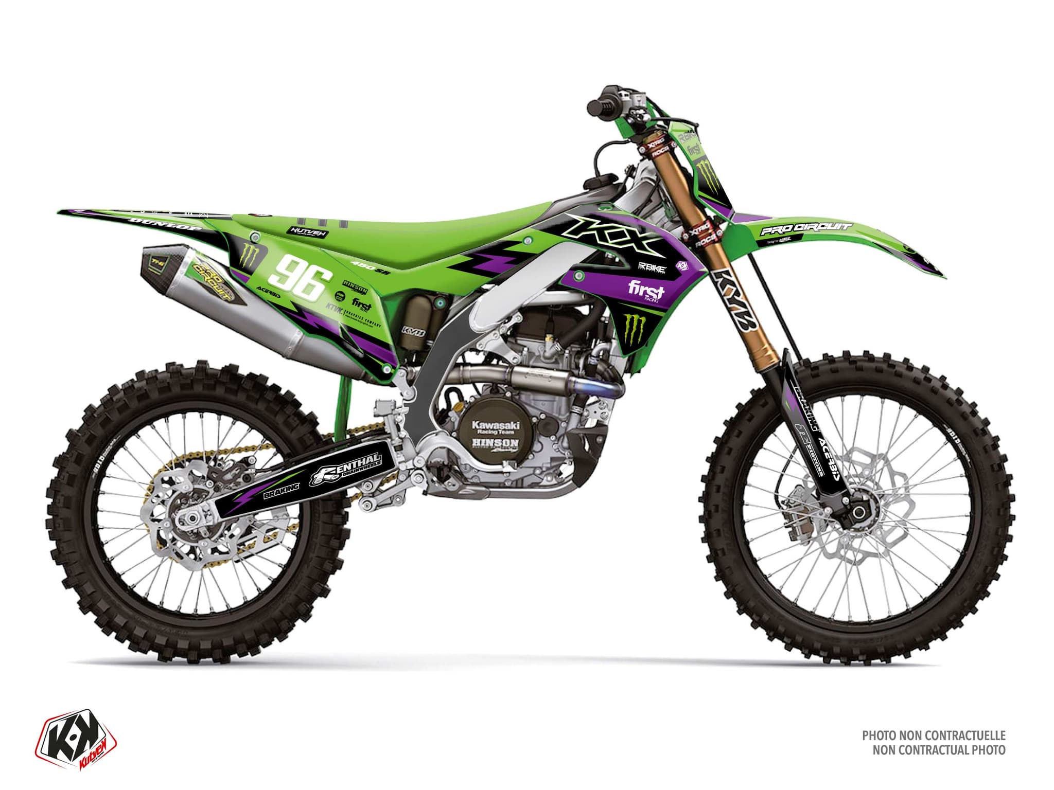 dirt bike kawasaki kx 450 f lektra purple graphic kit