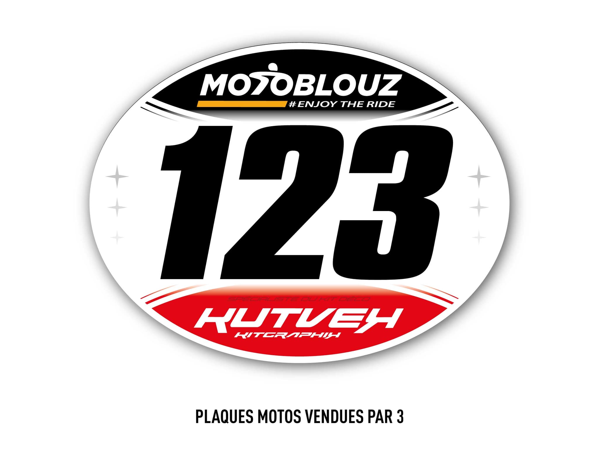 CFS Dirt Bike Number Plate Stickers x3 - White | Stickers de plaques | Kutvek