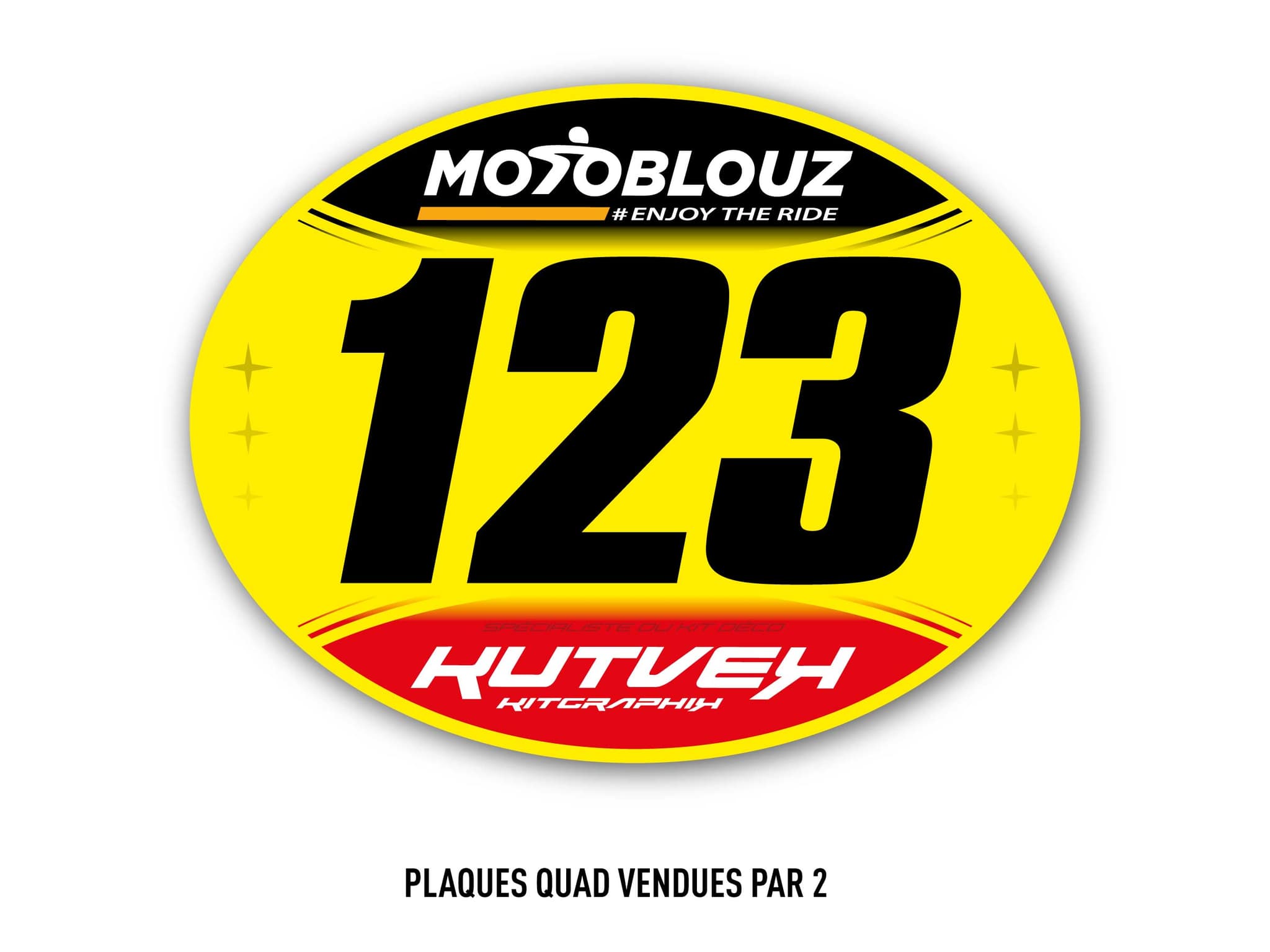 CFS ATV Number Plate Stickers x2 - Yellow | Stickers de plaques | Kutvek