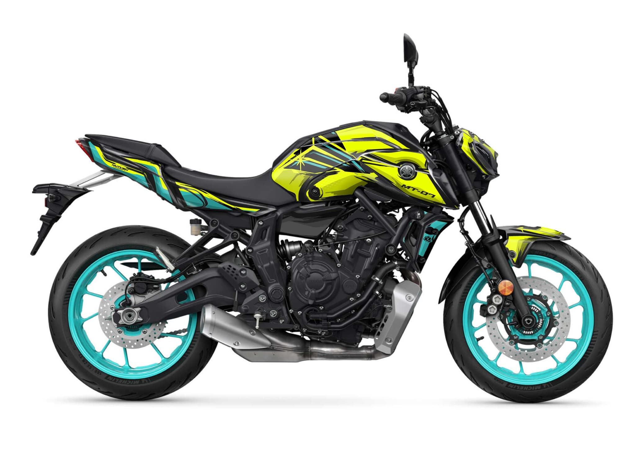deko-set motorrad yamaha mt 07 poska fluo gelb