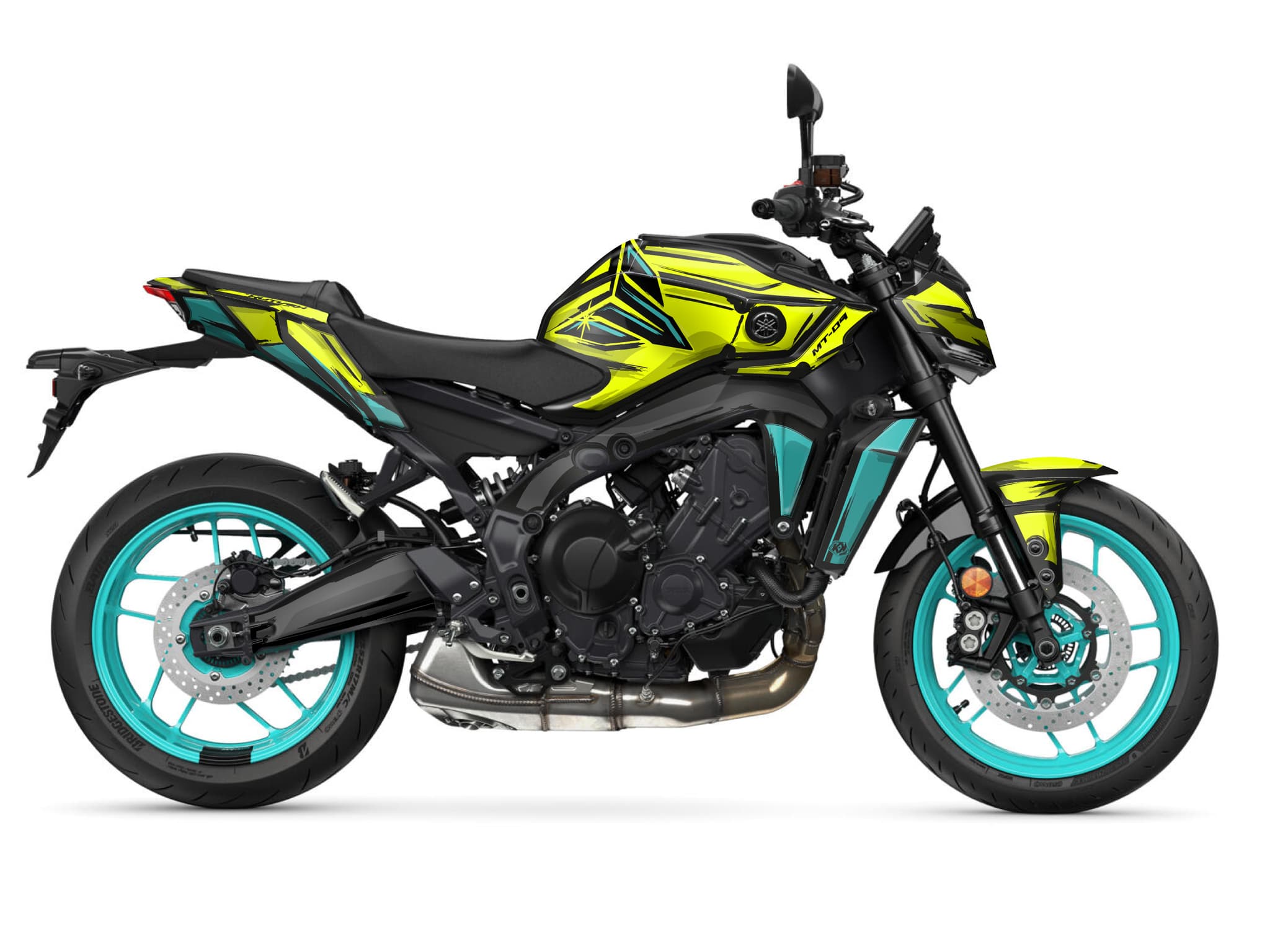 Kit Graphique moto yamaha mt 09 poska fluo jaune