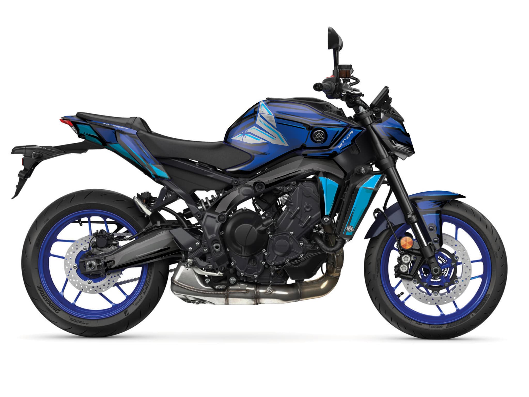 kit graphique moto yamaha mt 09 poska bleu série