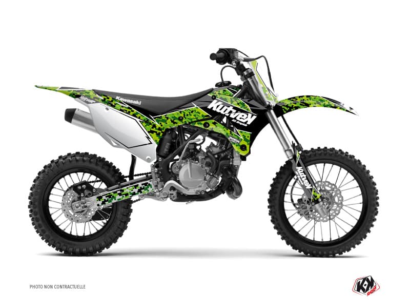 kit graphique motocross kawasaki klx 110 predator noir-vert