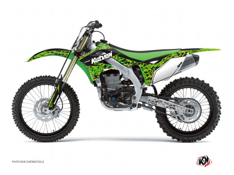 kit graphique motocross kawasaki kx 250 predator noir-vert