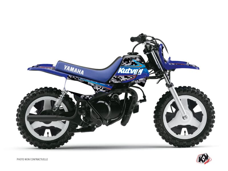 dirt bike yamaha pw 50 predator black-blue graphic kit | PW 50 | Kutvek