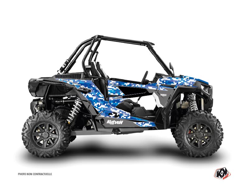 utv polaris rzr xp turbo predator blue graphic kit