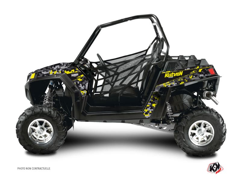 kit graphique ssv polaris rzr 570 predator noir-gris-jaune