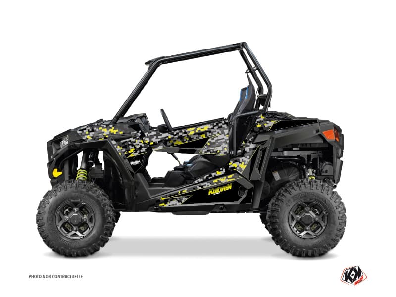 Kit graphique SSV Predator Polaris RZR 900 Noir Gris Jaune