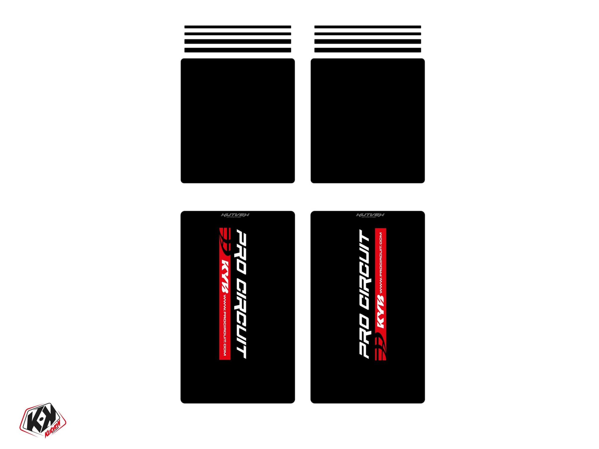 aufkleber für komplette moto-cross-gabel pro circuit v1 schwarz - 305x185mm + 185x195mm (anpassbar)