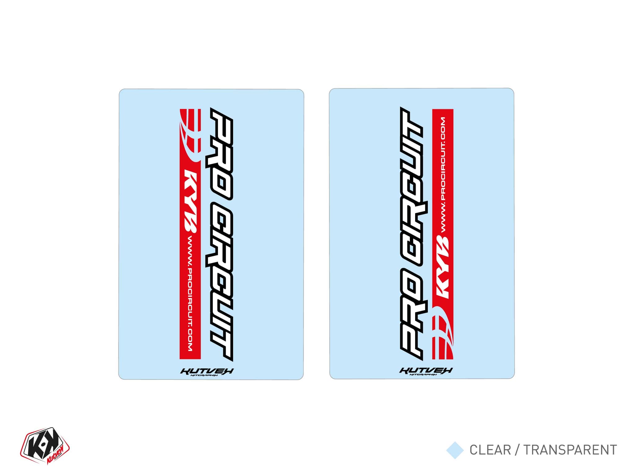 autocollants de fourche motocross pro circuit v1 transparent - 250x160mm | Stickers de fourche | Kutvek