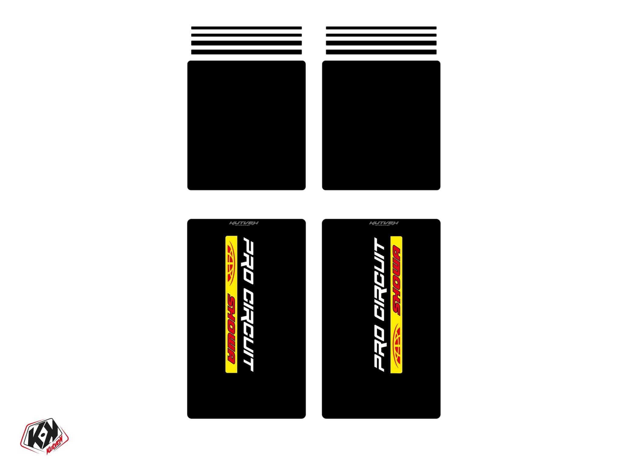 aufkleber für komplette moto-cross-gabel pro circuit v2 schwarz - 305x185mm + 185x195mm (anpassbar)