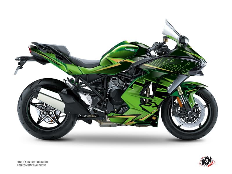 Kit graphique Moto Profil Kawasaki H2 SX Noir Vert
