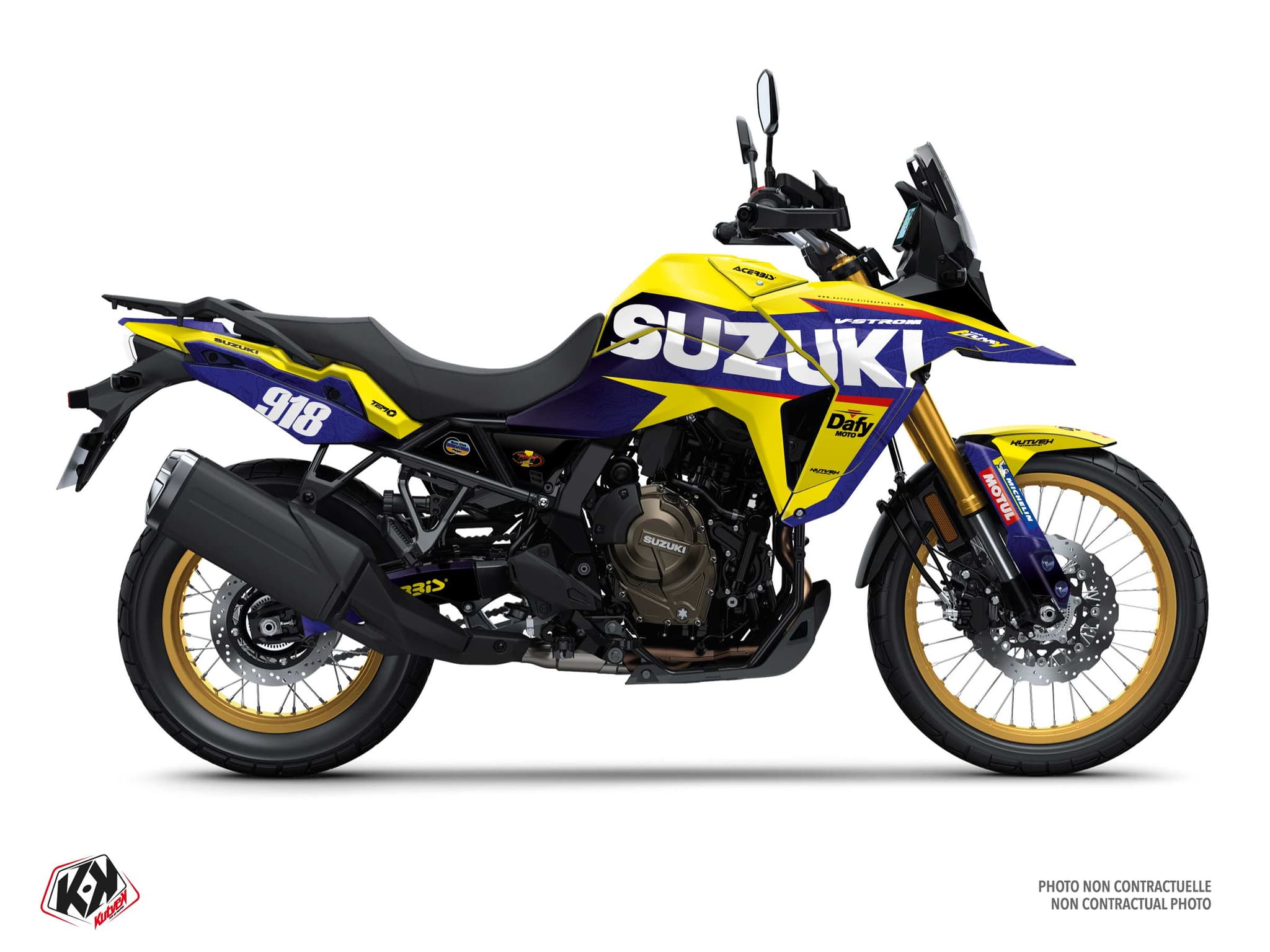 kit graphique moto suzuki v-strom 800 de replica chapeliere sable k25 jaune