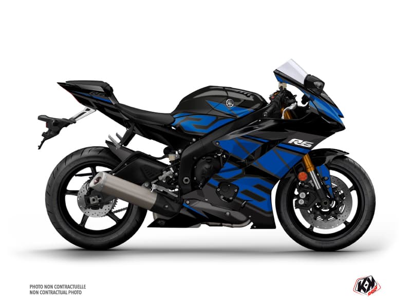 kit graphique moto yamaha r6 replica noir-bleu | Yamaha | Kutvek