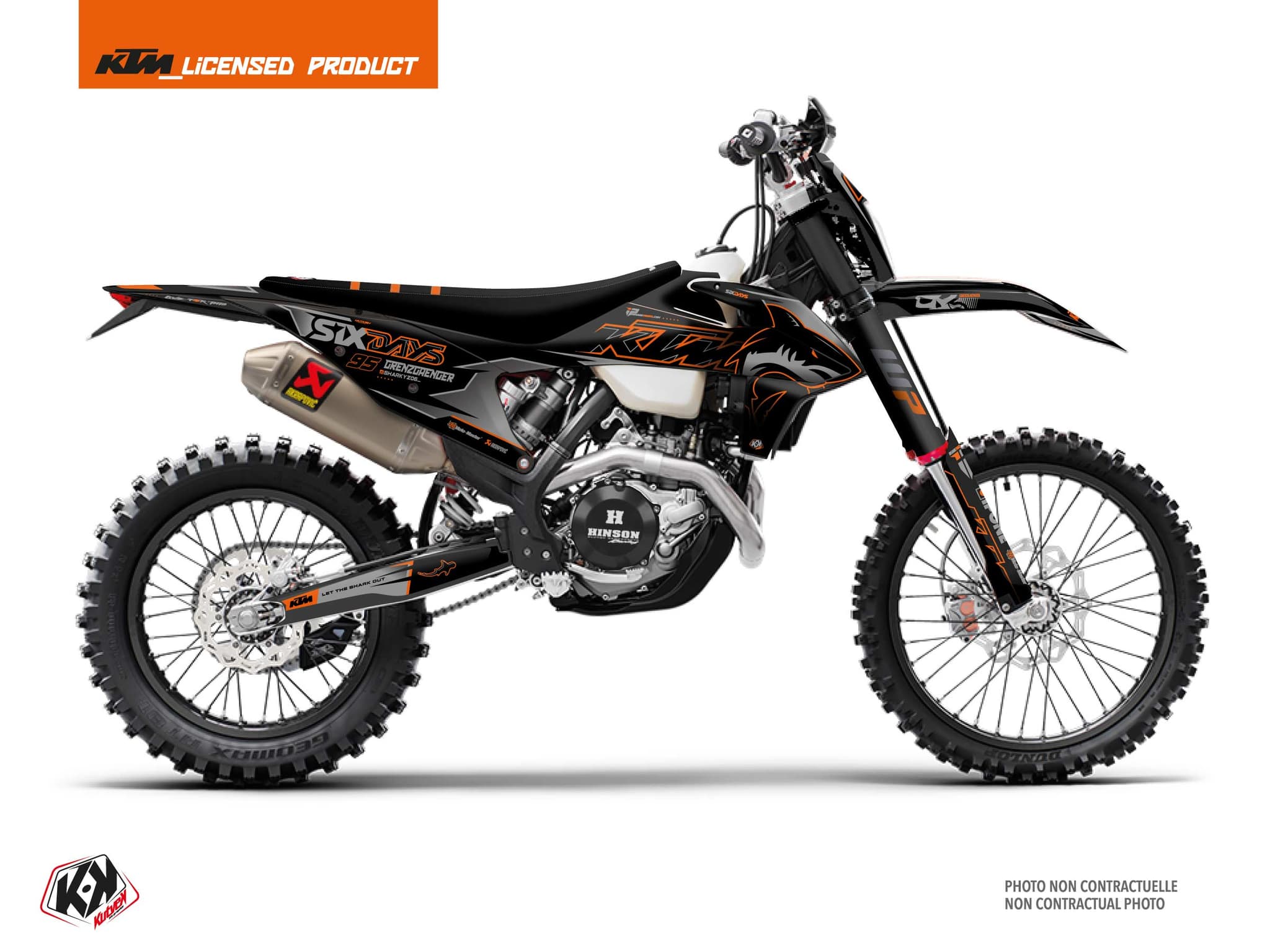 dirt bike ktm exc excf replica romain corsi shark black-orange graphic kit