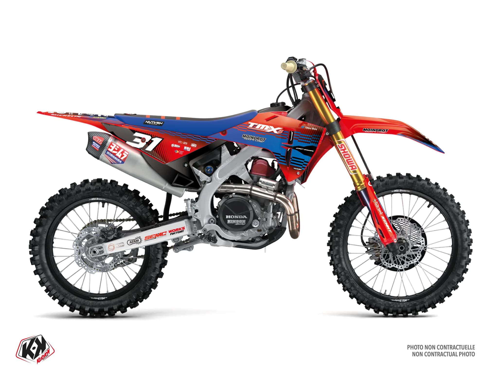 Kit graphique Motocross HONDA CRF 250 R REPLICA TEAM TMX Rouge-Bleu