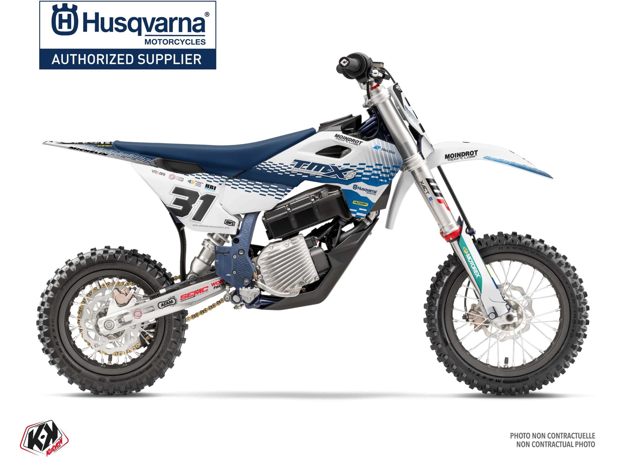 kit déco motocross husqvarna e e5 replica team tmx k25 blanc