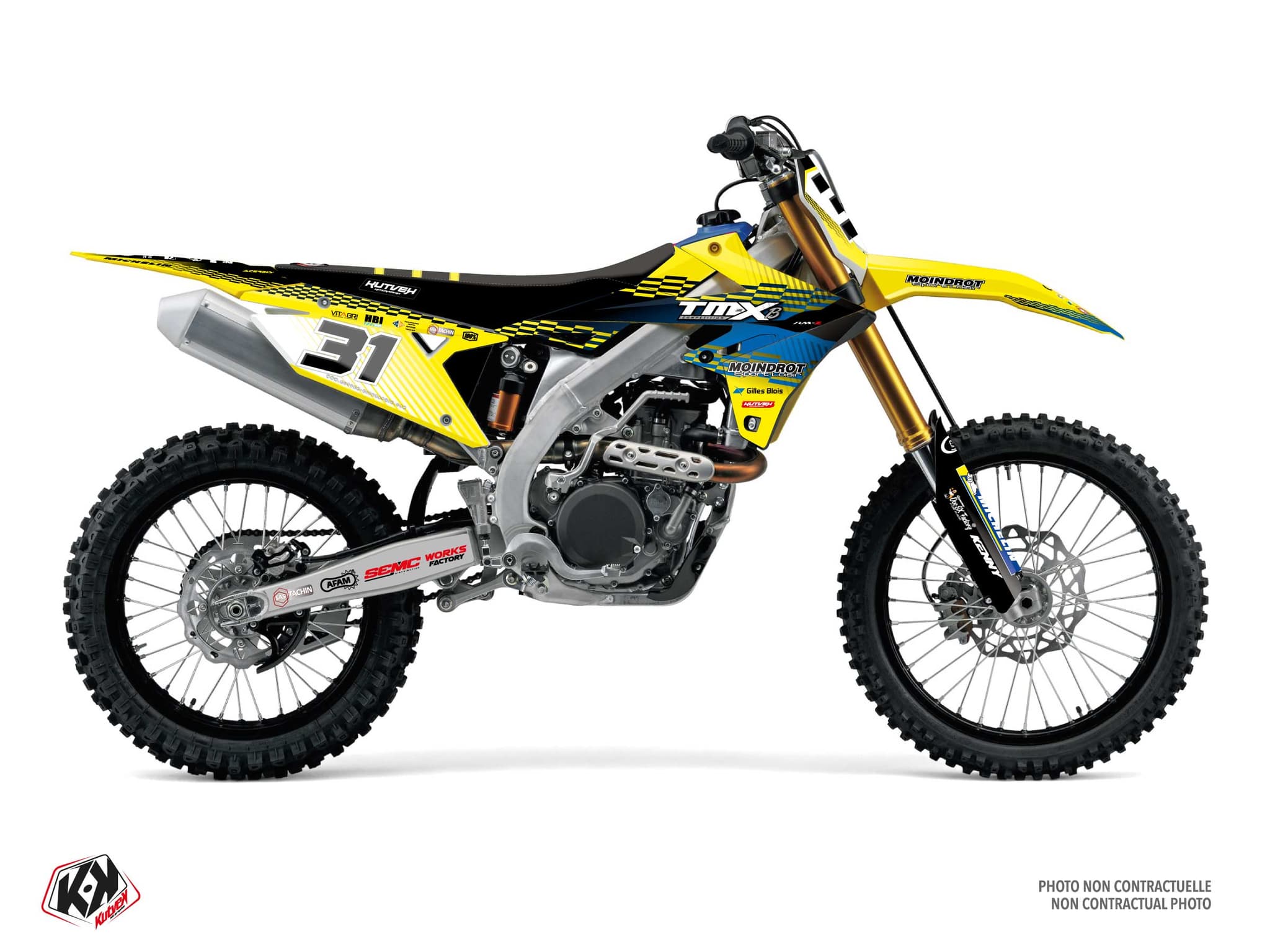 kit graphique motocross suzuki rm-z 450 replica team tmx k25 jaune