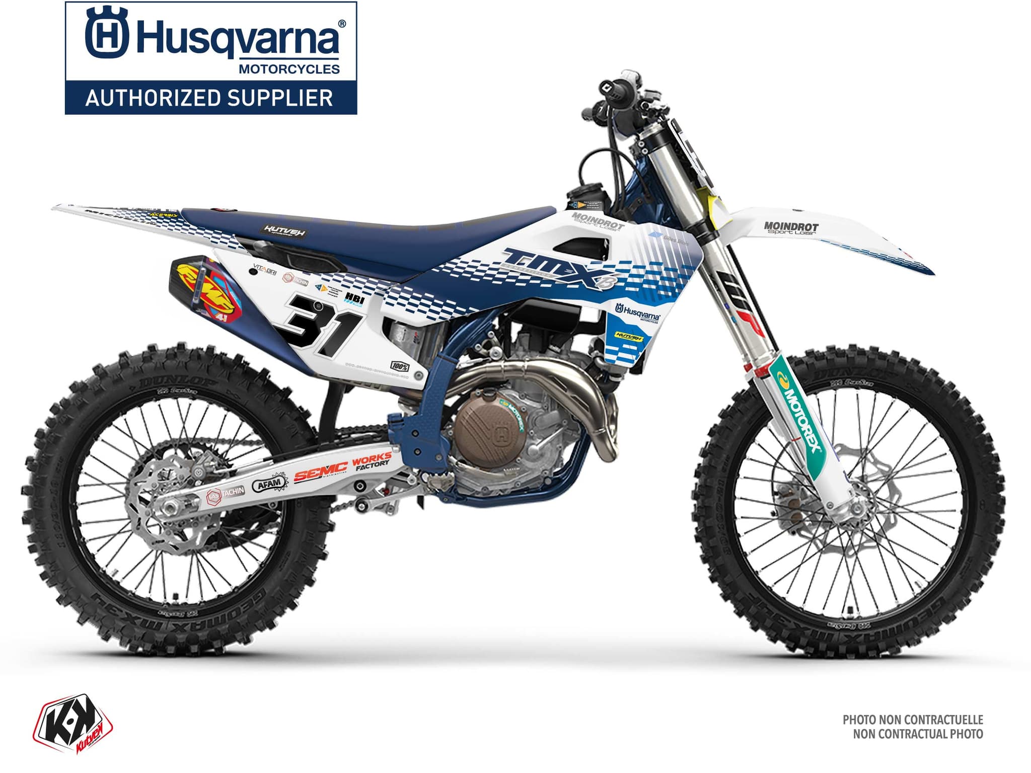 kit déco replica team tmx k25 blanc motocross husqvarna tc 300