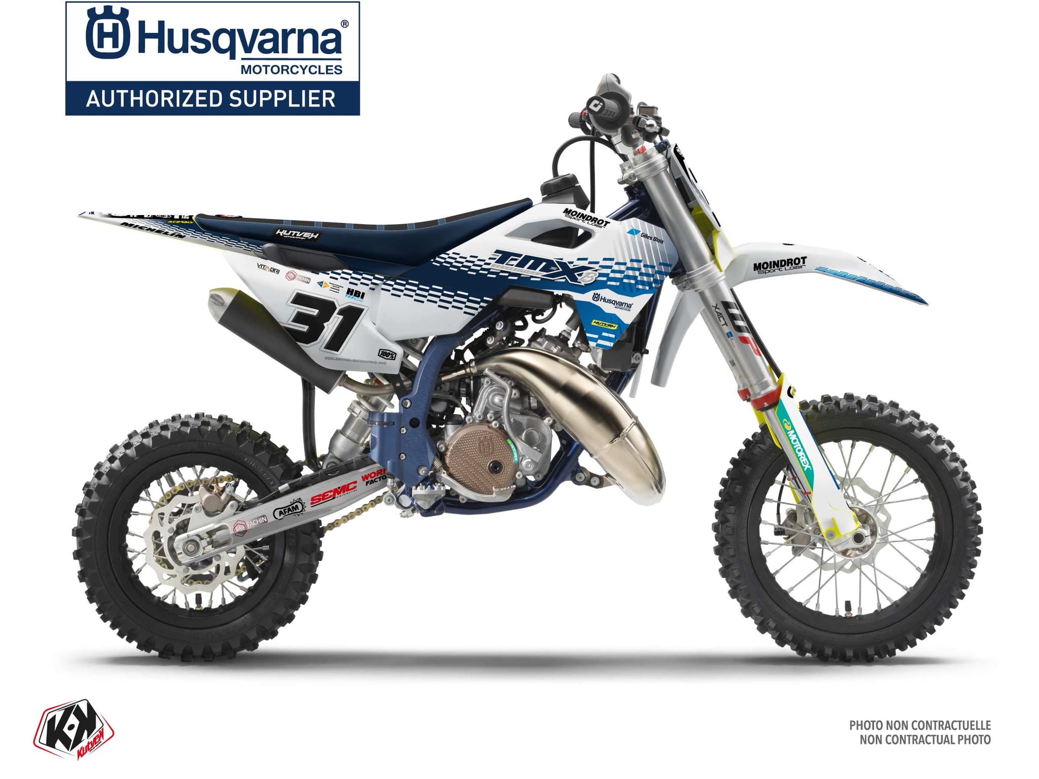 kit déco motocross husqvarna tc 50 replica team tmx k25 blanc