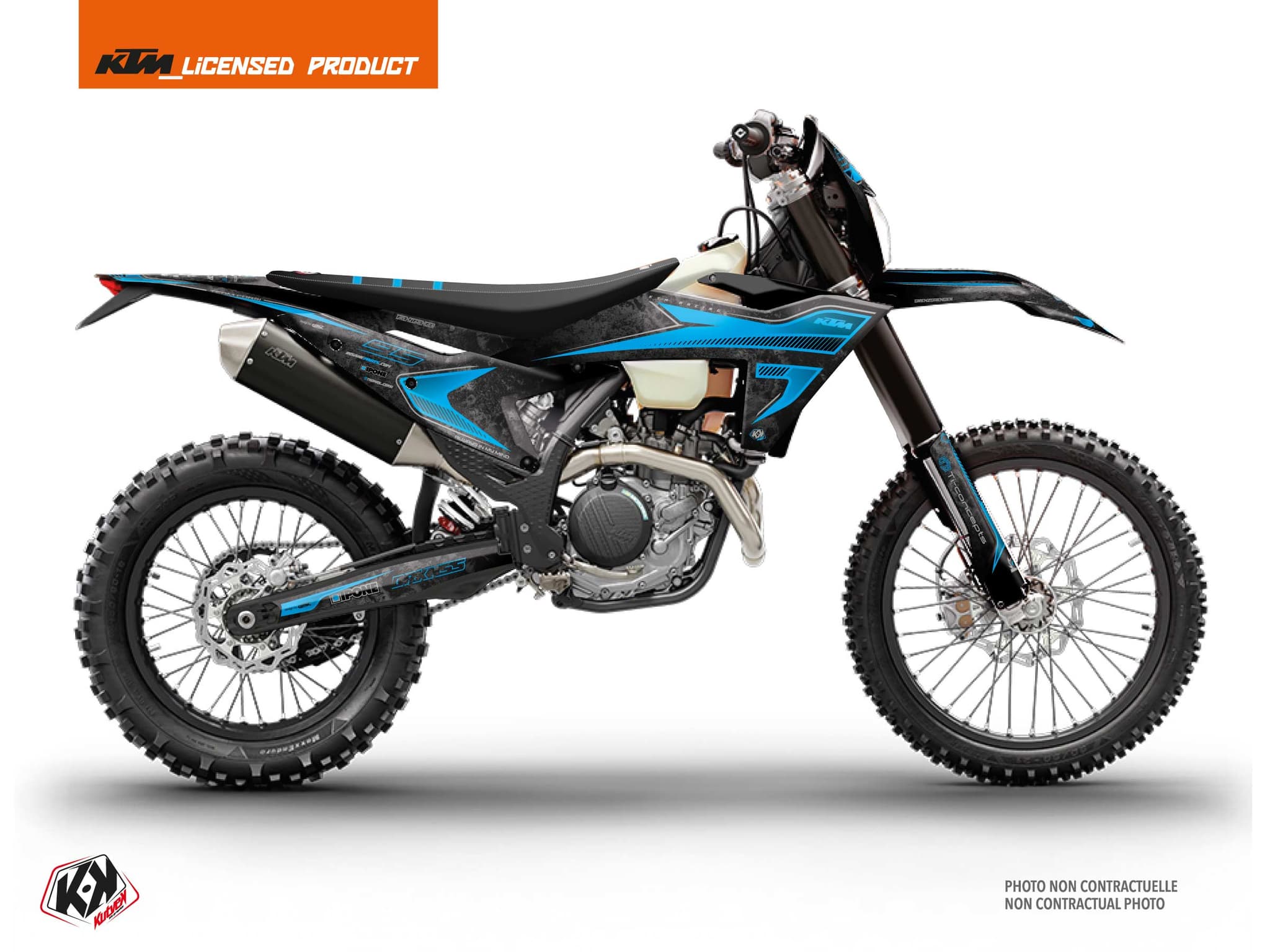dirt bike ktm exc excf replica thomas corsi concrete black-blue graphic kit