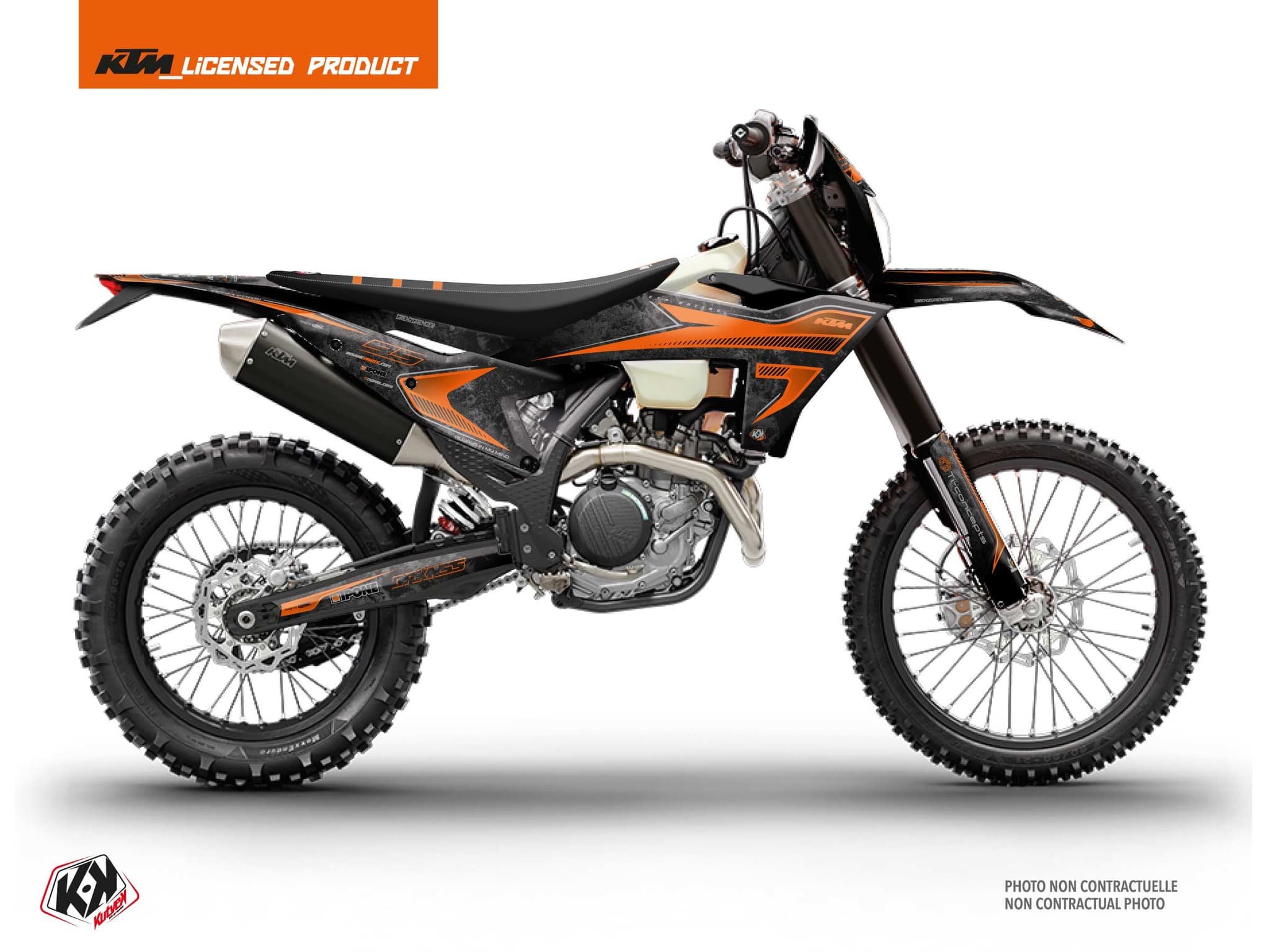 dirt bike ktm exc excf replica thomas corsi concrete black-orange graphic kit