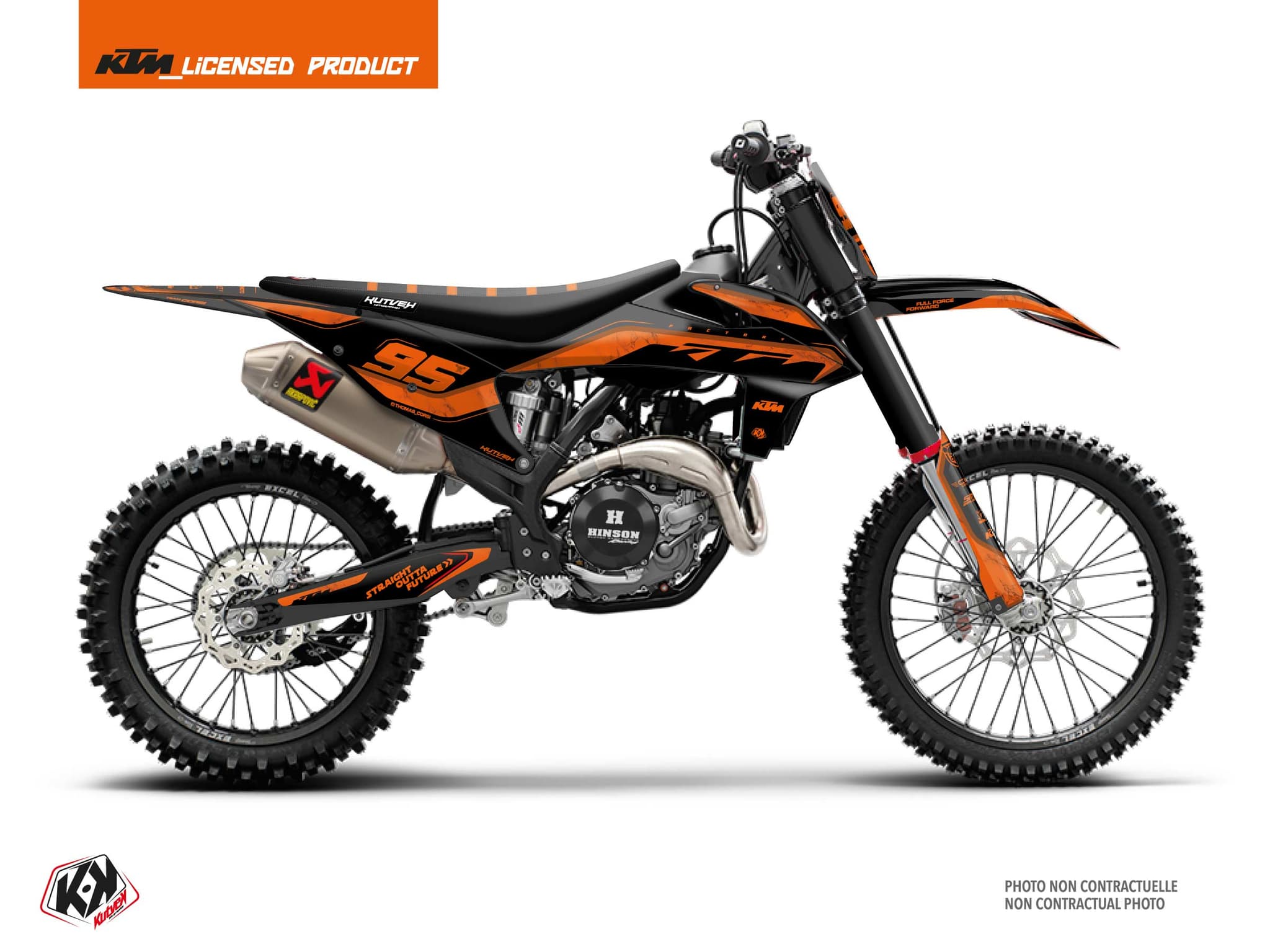 dirt bike ktm sx 450 f replica thomas corsi future black-orange graphic kit