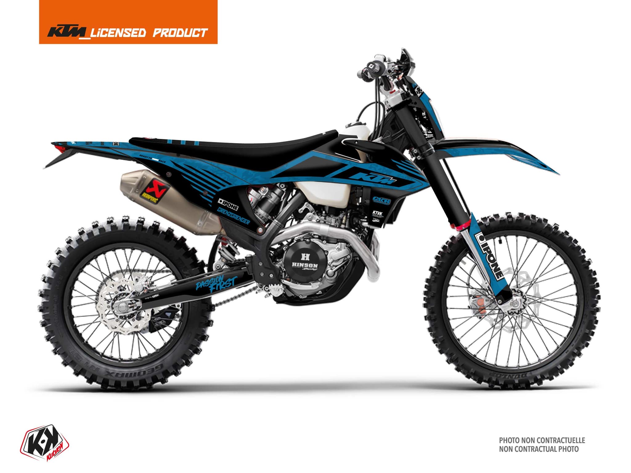 dirt bike ktm exc excf replica thomas corsi ipone black-blue graphic kit
