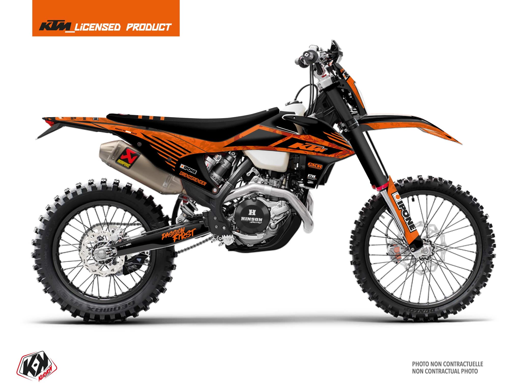 dirt bike ktm exc excf replica thomas corsi ipone black-orange graphic kit