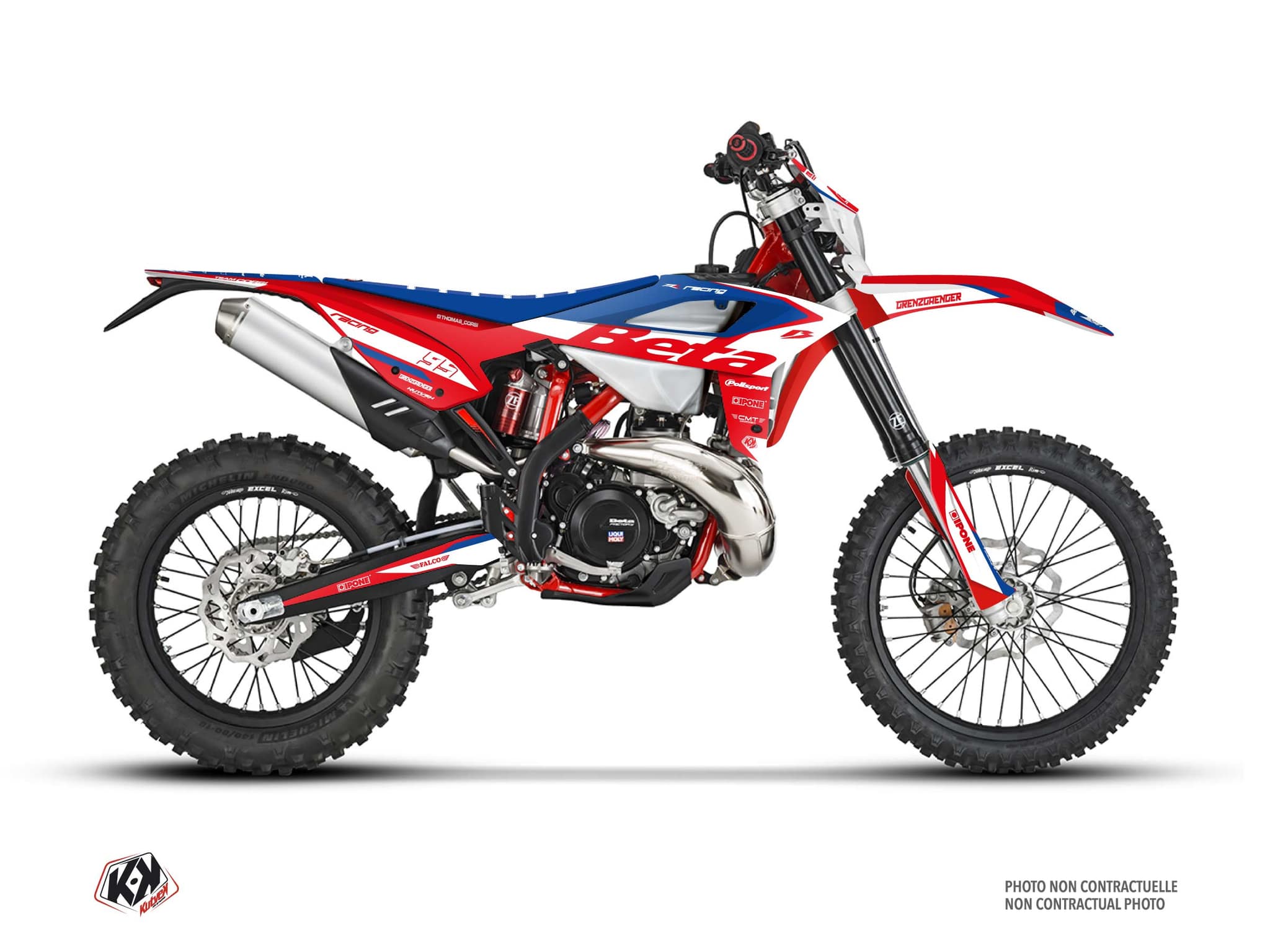 Graphic Kit Dirt Bike Beta RR 300 2T Replica Thomas Corsi K21 Red-White-Blue
