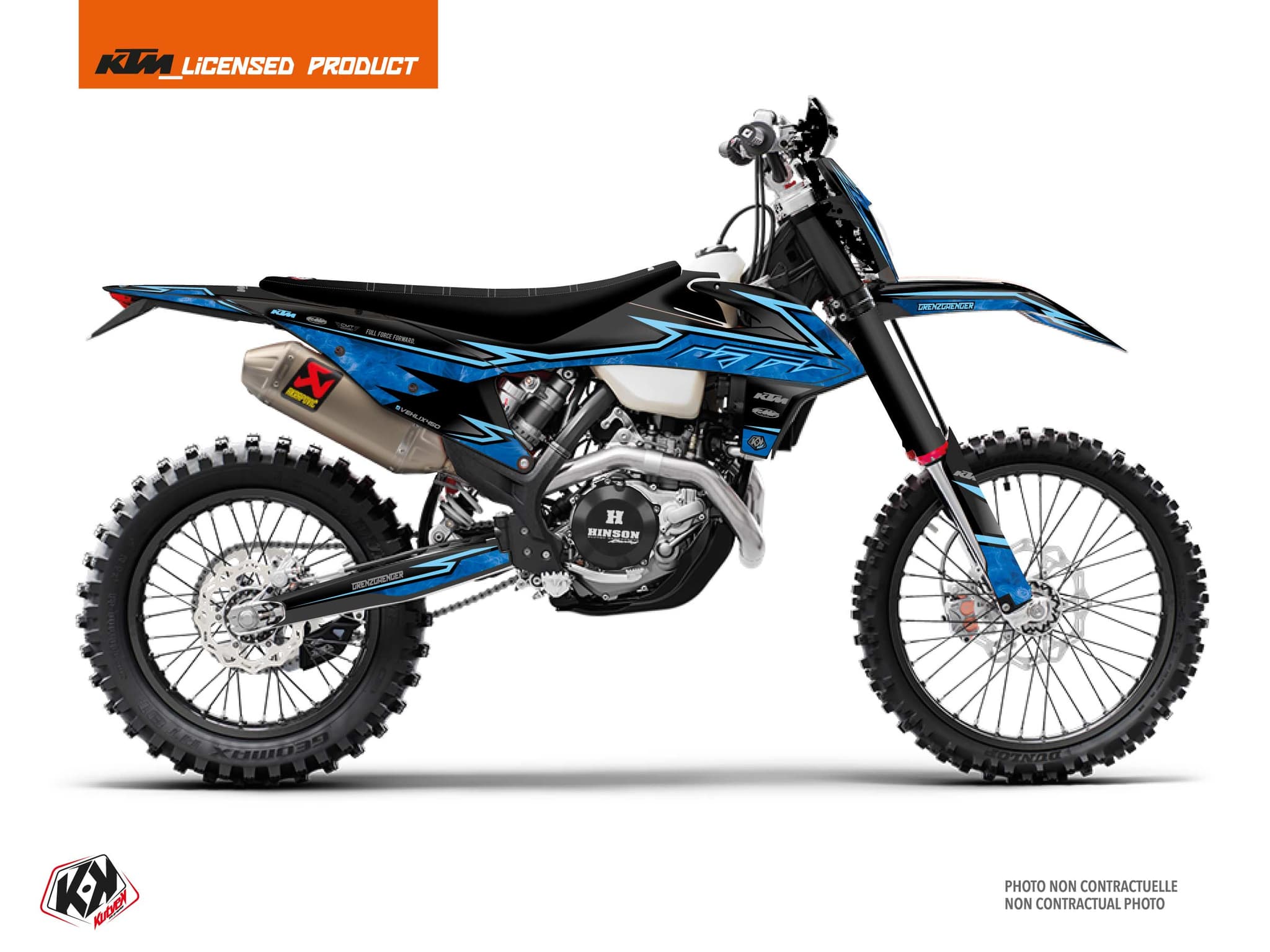 dirt bike ktm exc excf replica vehlix k22 black-blue graphic kit