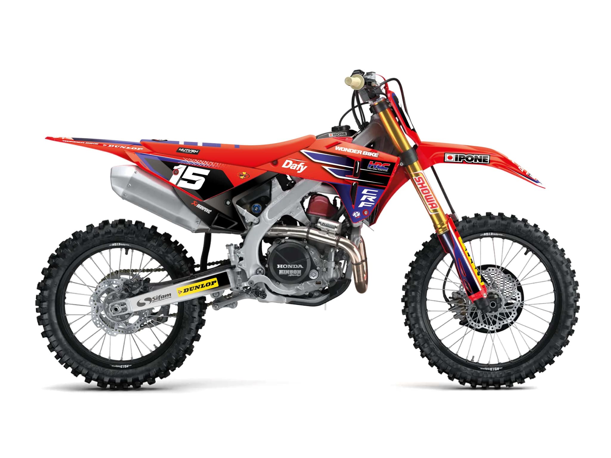 Kit graphique Motocross HONDA CRF 250 R REPLICA WONDER BIKE SABLE