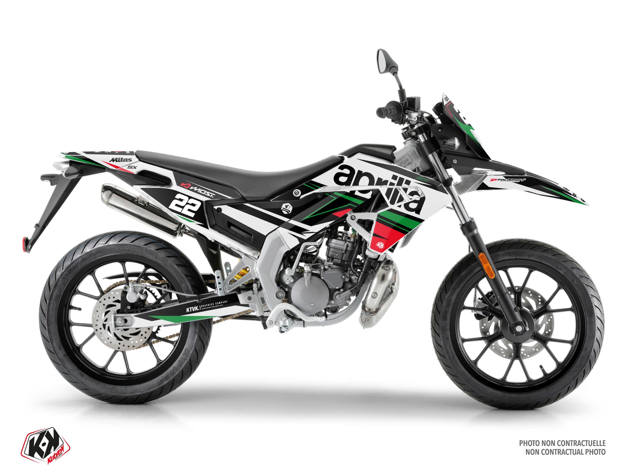 kit graphique 50cc aprilia sx 50 ridge blanc-rouge-vert