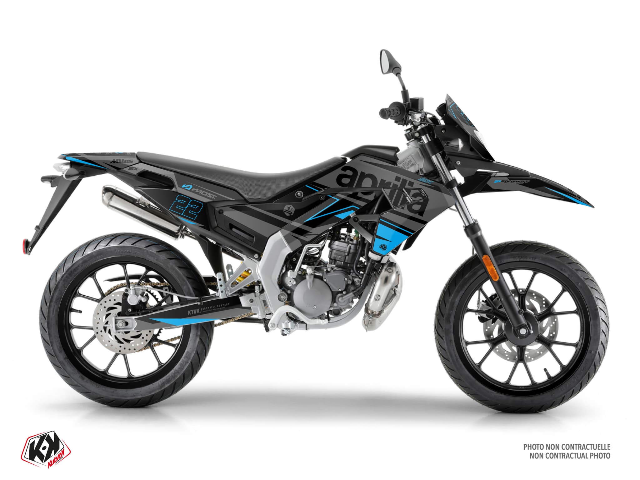 kit graphique 50cc aprilia sx 50 ridge noir-bleu
