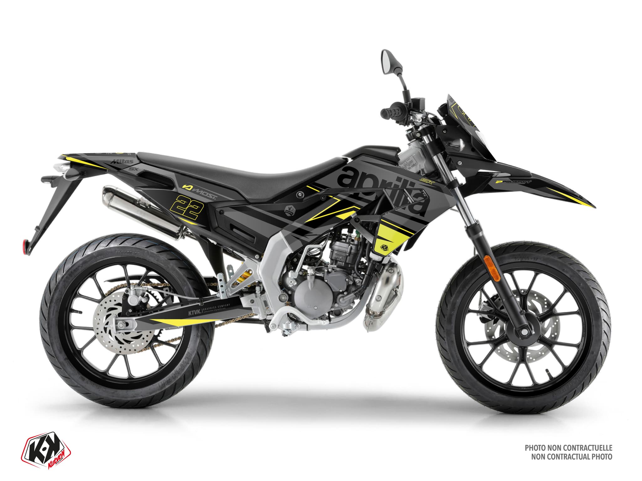 kit graphique 50cc aprilia sx 50 ridge noir-jaune néon