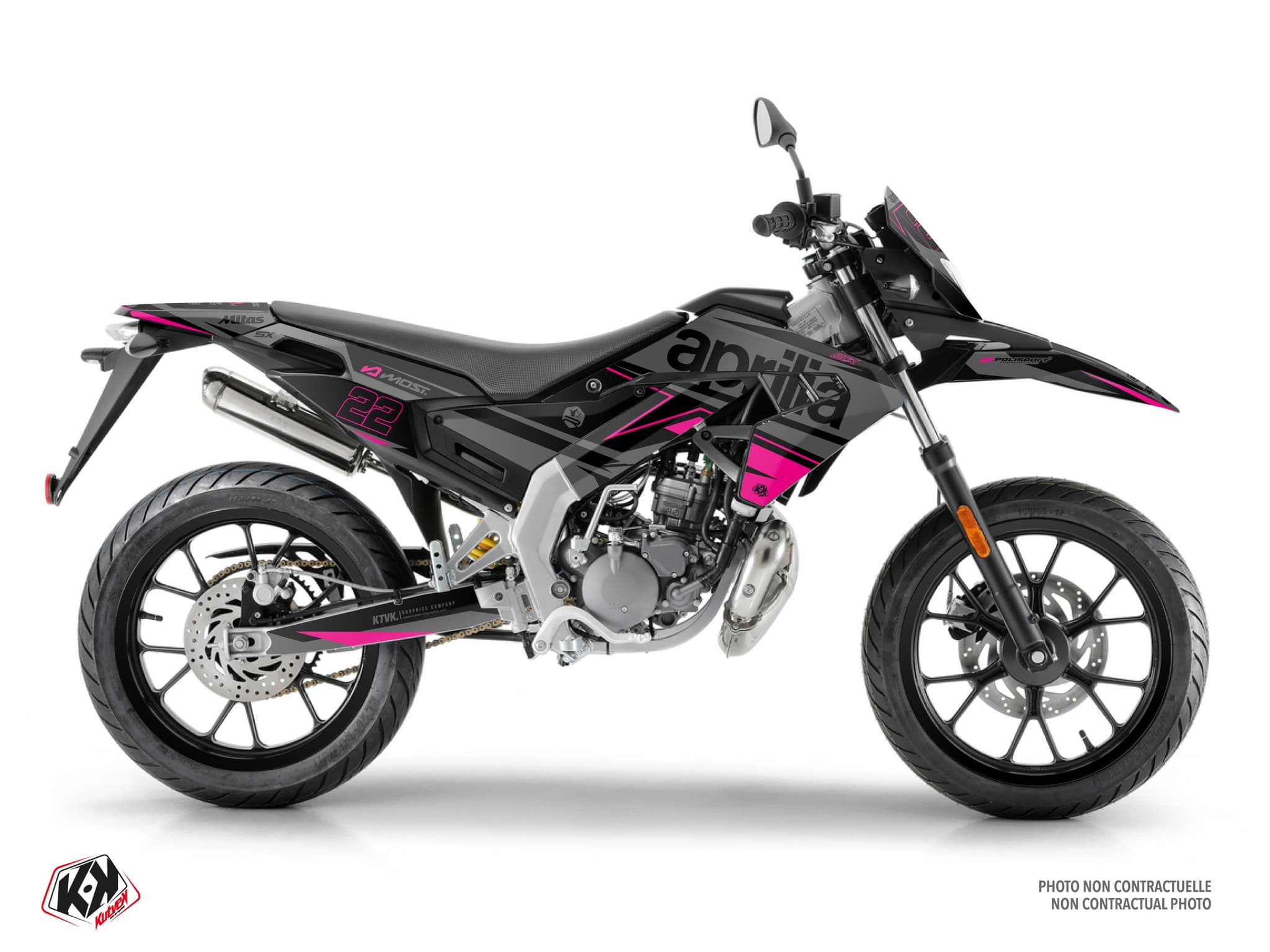 kit graphique 50cc aprilia sx 50 ridge noir-rose
