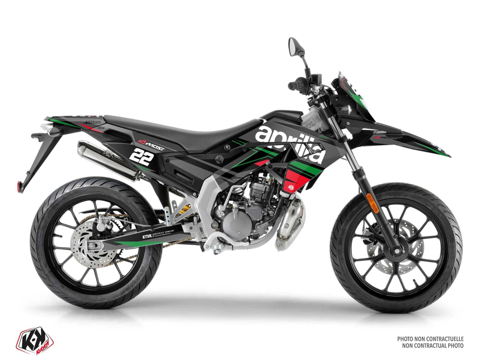 kit graphique 50cc aprilia sx 50 ridge noir-rouge-vert