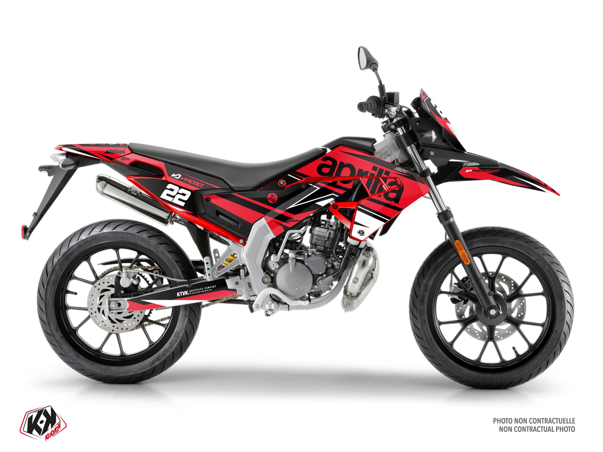 kit graphique 50cc aprilia sx 50 ridge rouge-noir