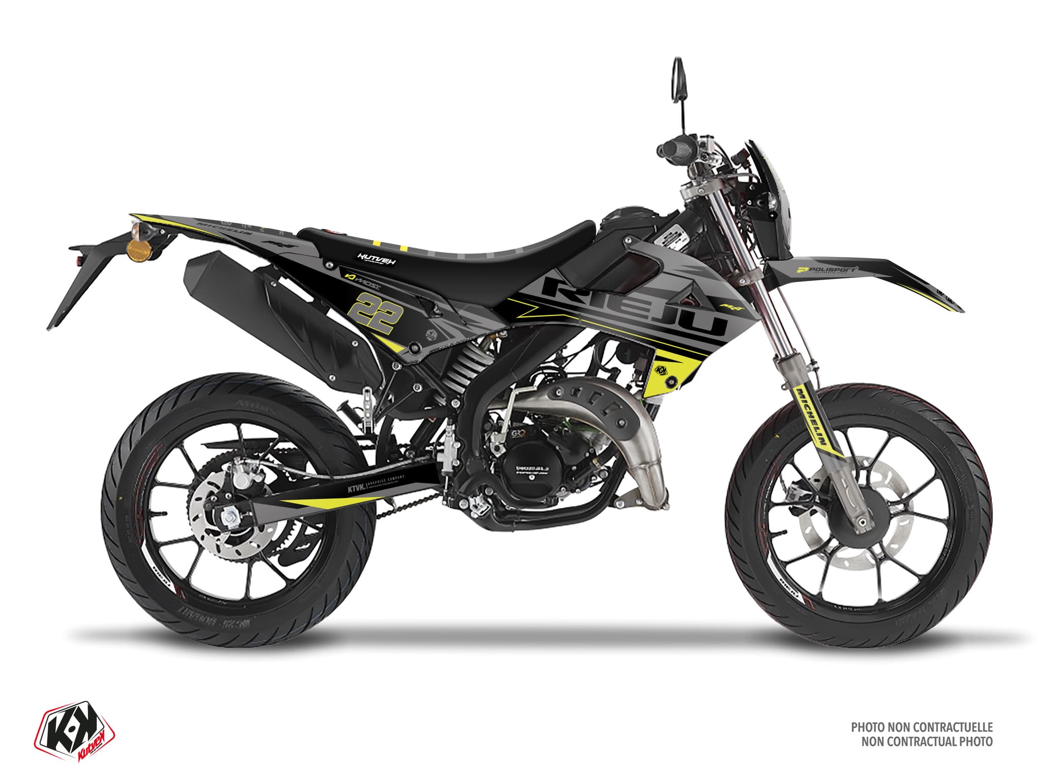deko-set 50 ccm rieju mrt 50 ridge schwarz-neongelb